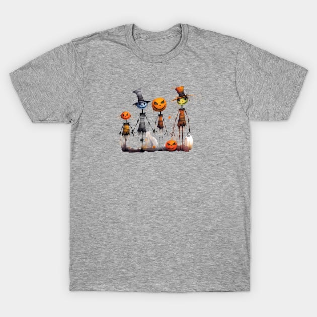 Spooky Halloween Scarecrow Family T-Shirt by DivShot 